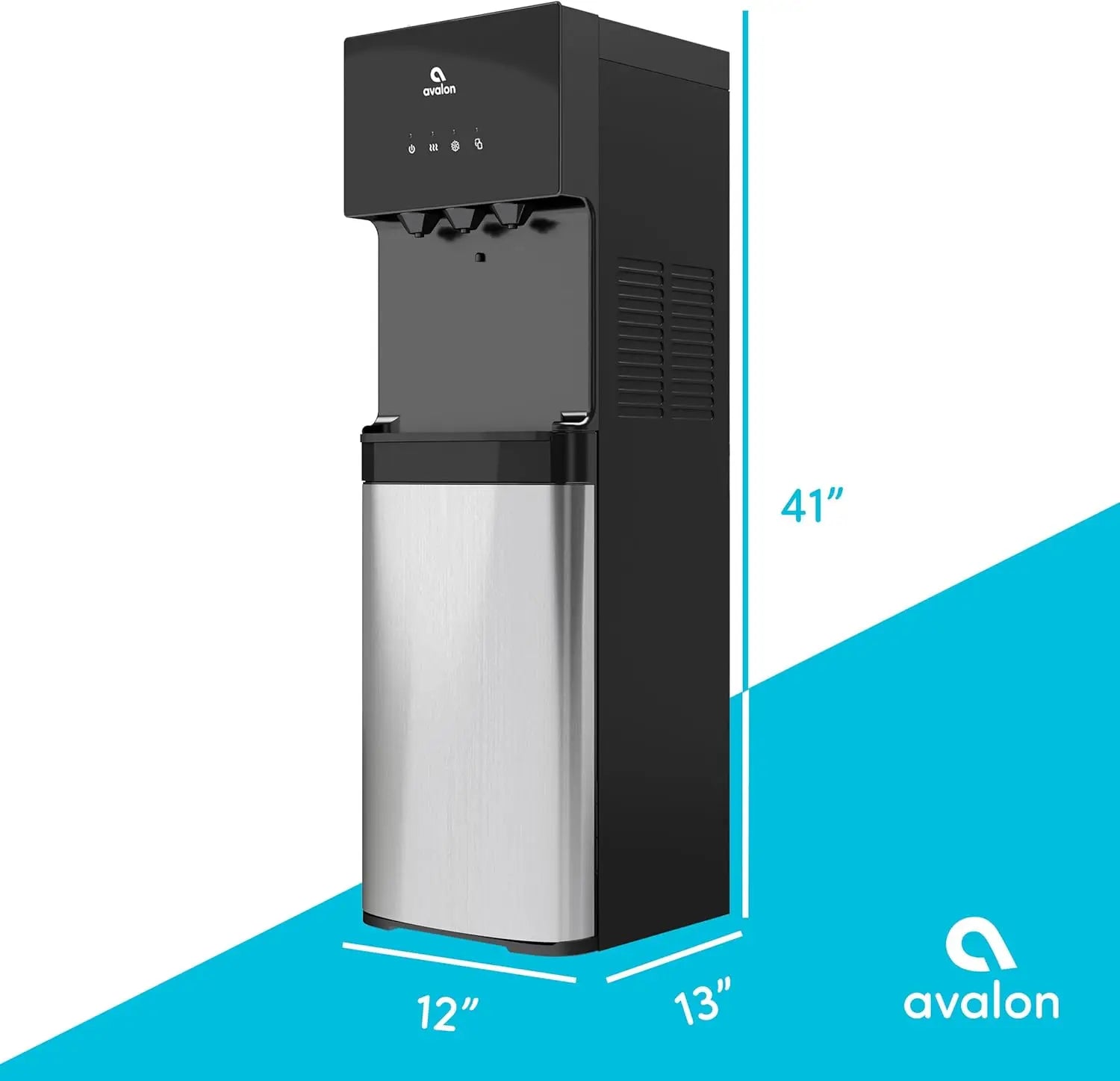 Bottom Loading Water Cooler Dispenser with BioGuard - Hot, Cold & Room Water, Stainless Steel, Anti-Microbial Coating, UL Listed