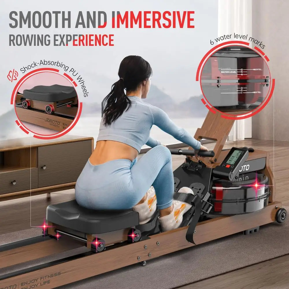 Water Rowing Machines for Home, Foldable Rowing Machine with 400LBS Weight Capacity, Dedicated Monitor amp Bluetooth APP, Large