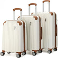 3-Piece Expandable Retro Spinner Luggage Set in White