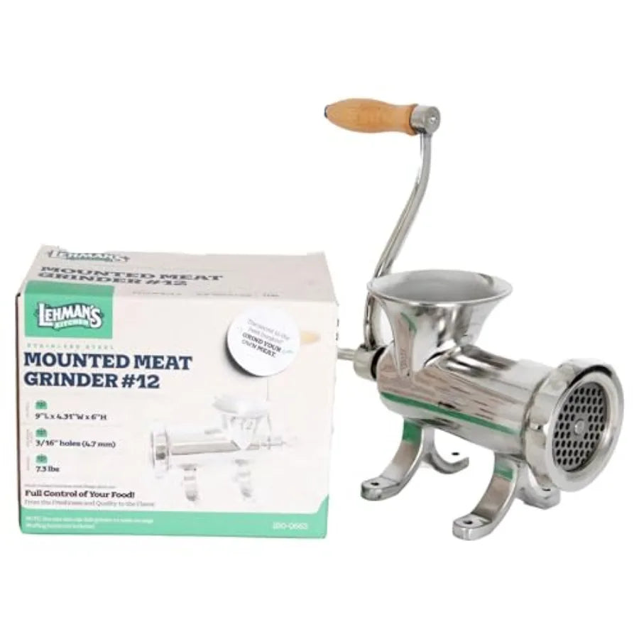 Manual HandCranked Stainless Steel Meat Grinder 22 for Home Use: Ideal for Kitchen Meal Prep Easy to Clean and Store Perfect fo
