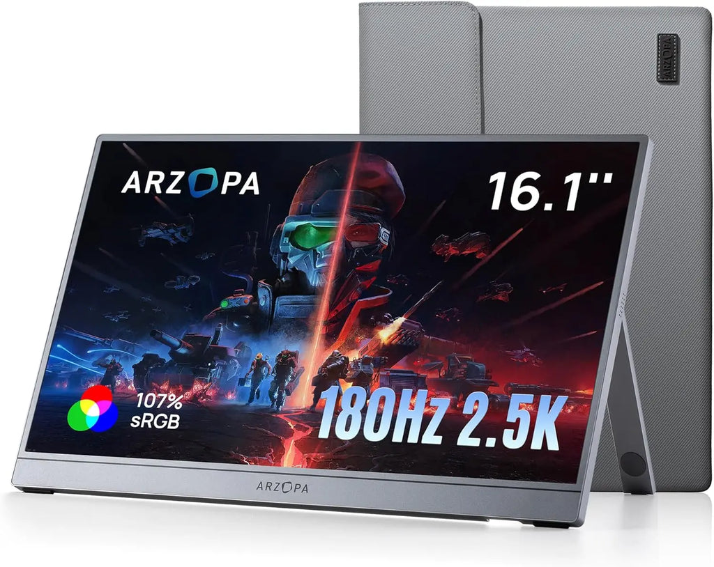 16.1" 180Hz 2.5K QHD Portable Monitor, 2560x1440, 107% sRGB, HDR, Ultra Slim, External Screen for Laptop, PC, PS5, Mac, Xbox