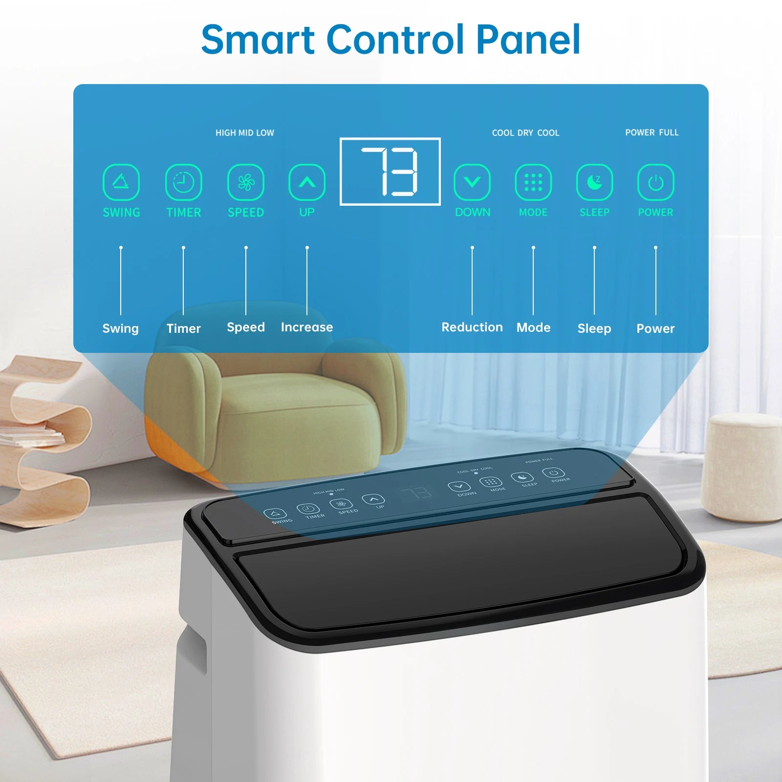 14000BTU Portable Air Conditioner, 3-in-1 Cooling Fan Dehumidifier, Remote Control & Window Mount Kit, Energy Efficient for Home