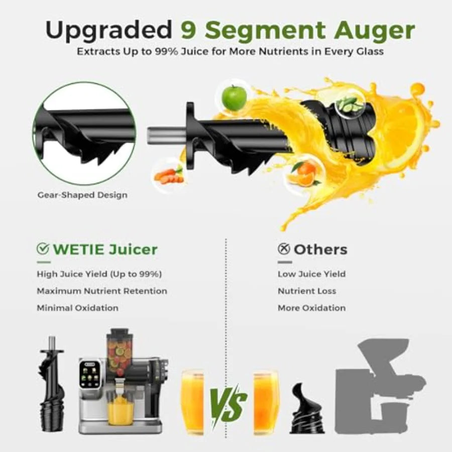 Powerful Cold Press Juicer Machines with Adjustable Juicing Pressure for Home Use Achieves 99 High Juice Yield Quiet Slow Masti