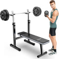 Adjustable Weight Bench Press with Squat Rack Folding Multi-Function Dip Station for Full Body Workout Home Gym Strength Grey gr