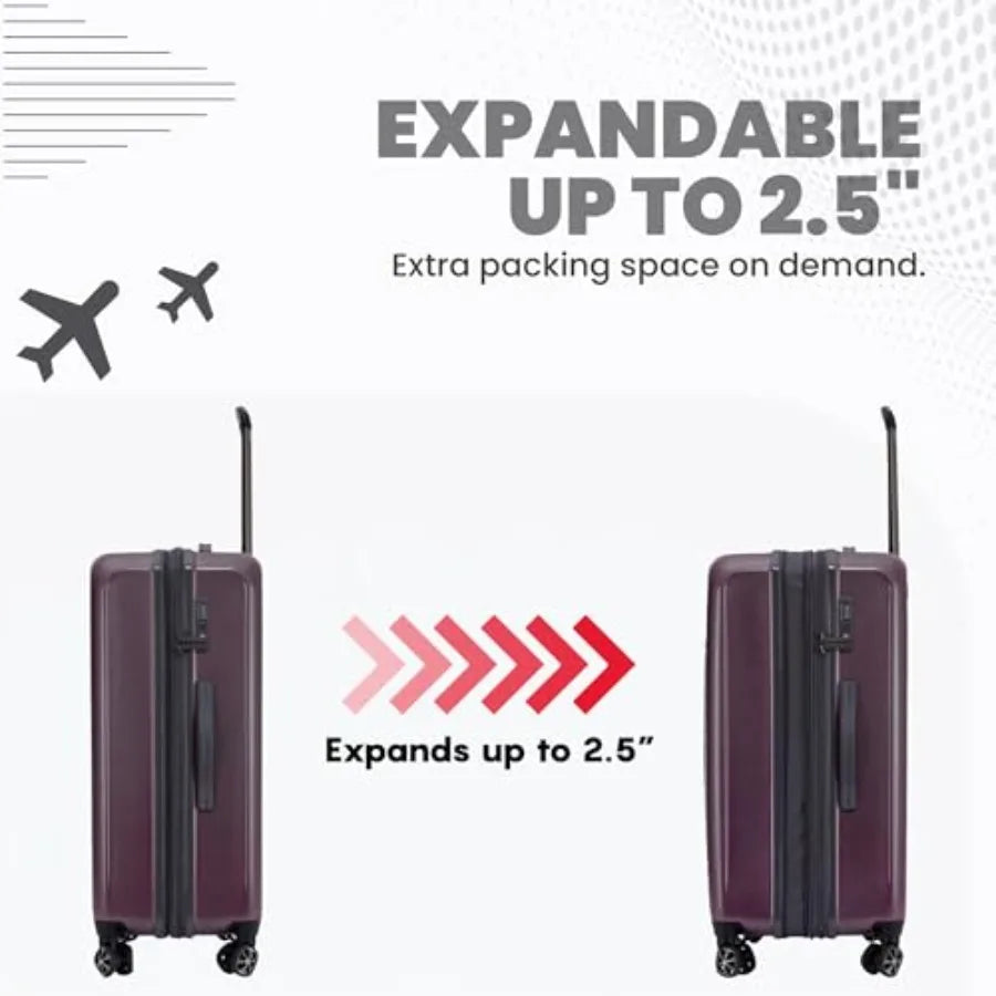 Rails 29 Inch Expandable Hardside Checked Suitcase for Travel Polycarbonate Black Lightweight with 360 Spinner Wheels and TSA A