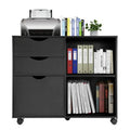 3-Drawer with Shelf Wood File Cabinet Mobile Lateral Filing Cabinet with Rolling Wheel Printer Stand and Open Adjustable Storag