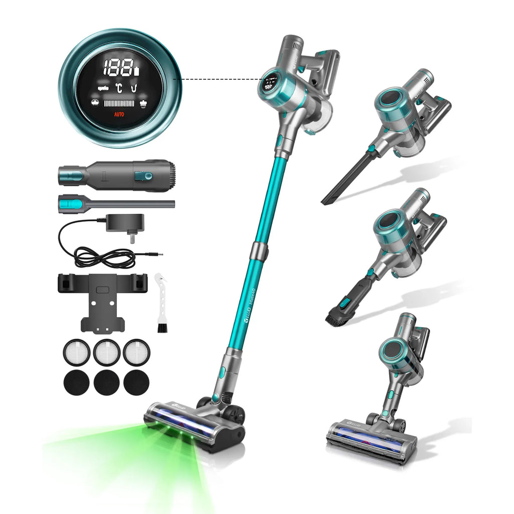 E.LUO Vacuum Cleaner Stretchable Lightweight Dust Sensor Strong Suction 1h Run Time for Home Pet Carpets Floor Car Cleaning