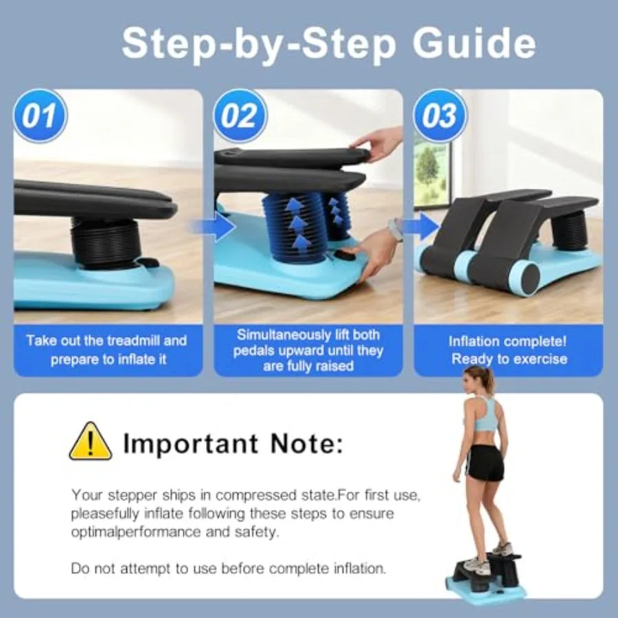 Air Stepper with Resistance Band Adjustable Step Resistance LCD Display Stair Stepper for Home Gym Cardio Workout Anti-Slip Ped