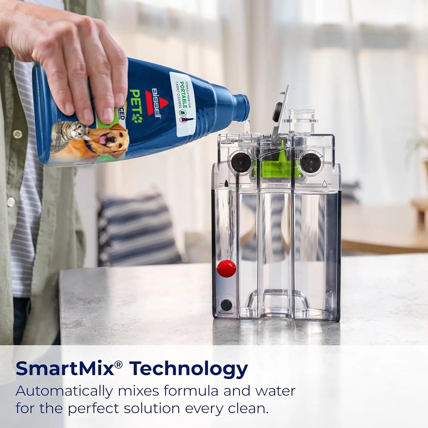 Portable Carpet & Upholstery Deep Cleaner with SmartMix, Self-Cleaning Tool, Pet Hair Remover, Superior Suction