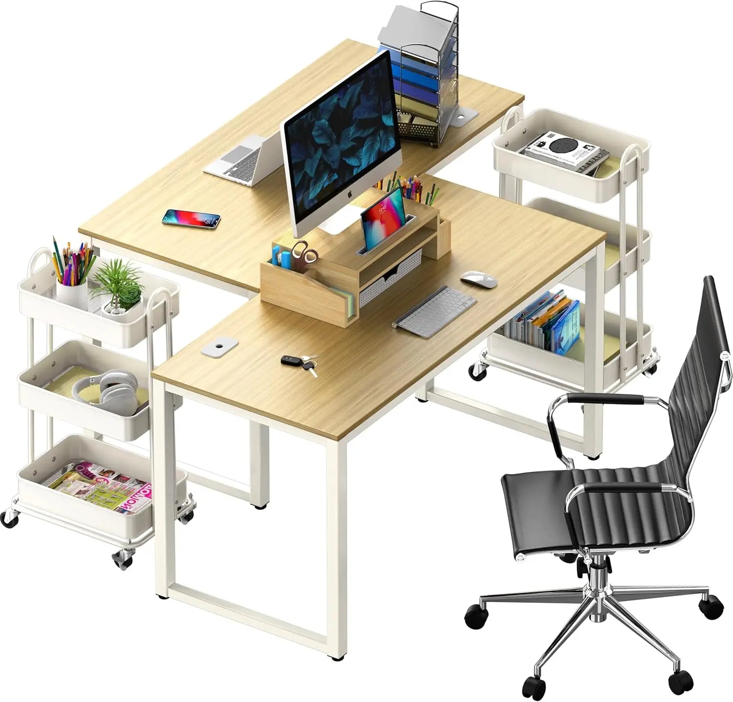 48-Inch Oak Office Computer Desk - Commercial Grade, Spacious Workstation for Business Environments