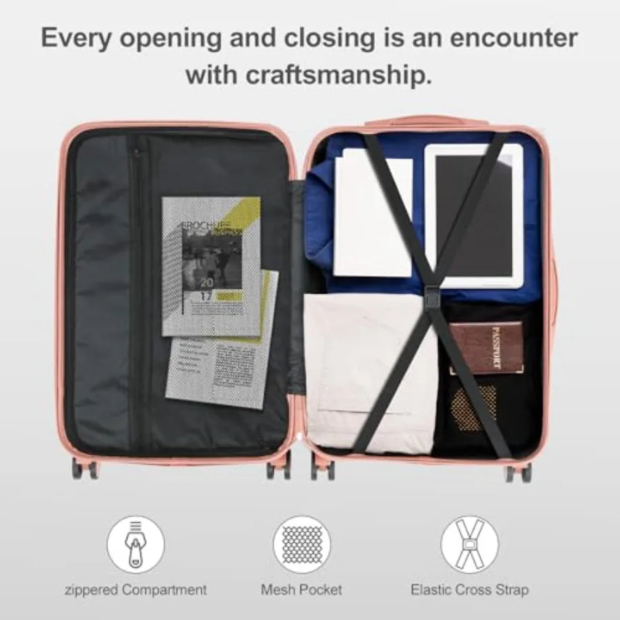 Karl home 3 Piece Luggage Set with TSA Lock Moulded Corner 4 Spinner Wheels ABS Hardside Trolley Travel Case for Carry On Check