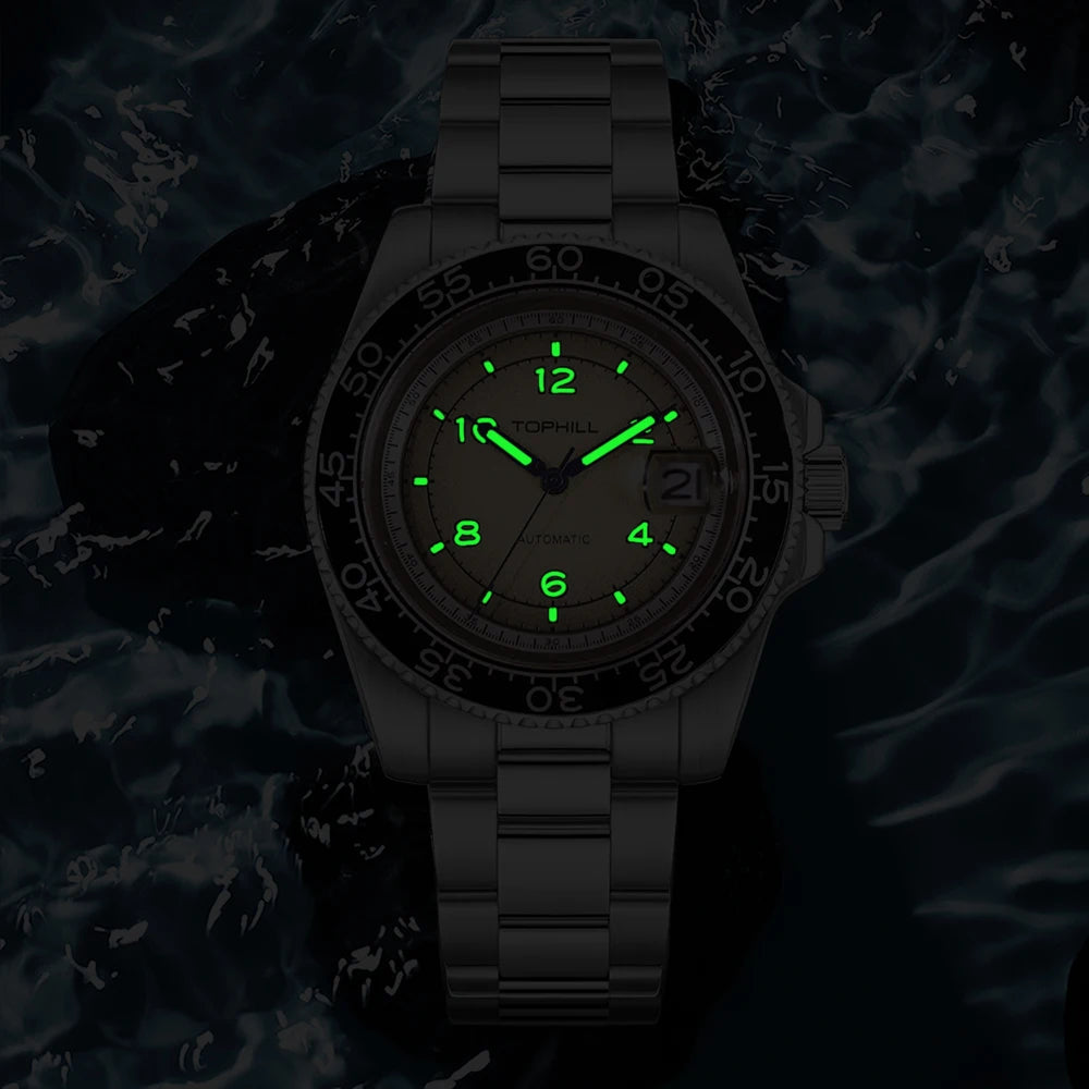 TOPHILL Men's  Automatic Mechanical Watch 41mm Sapphire Glass Luminous 30m Waterproof with Miyota 2813 Calendar Movement TD006G