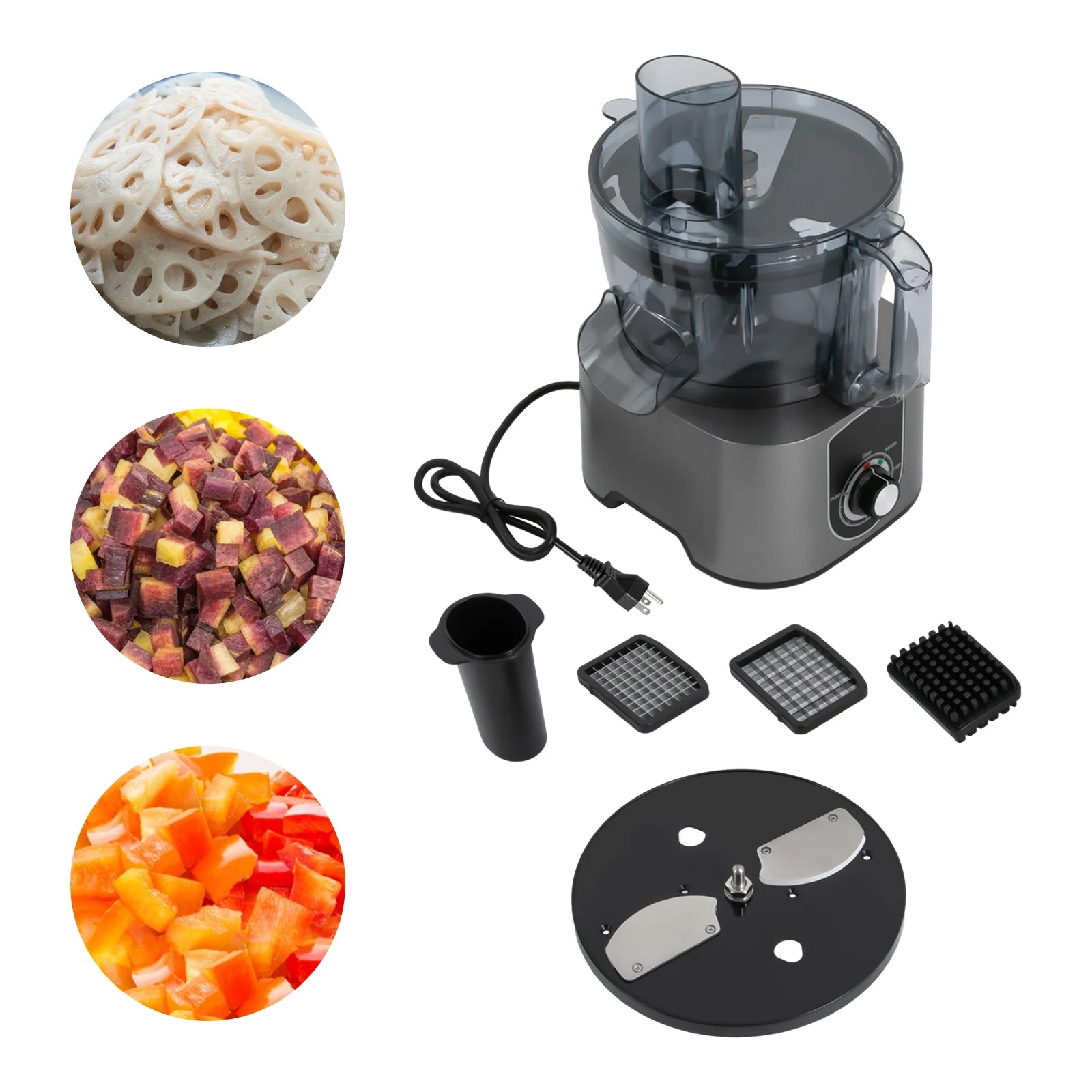 600W 3 in 1 Electric Vegetable Chopper Fruit Dicing Machine Food Processor Cutter Slicer Dicer for Chop Onion Potato Cucumber 7L