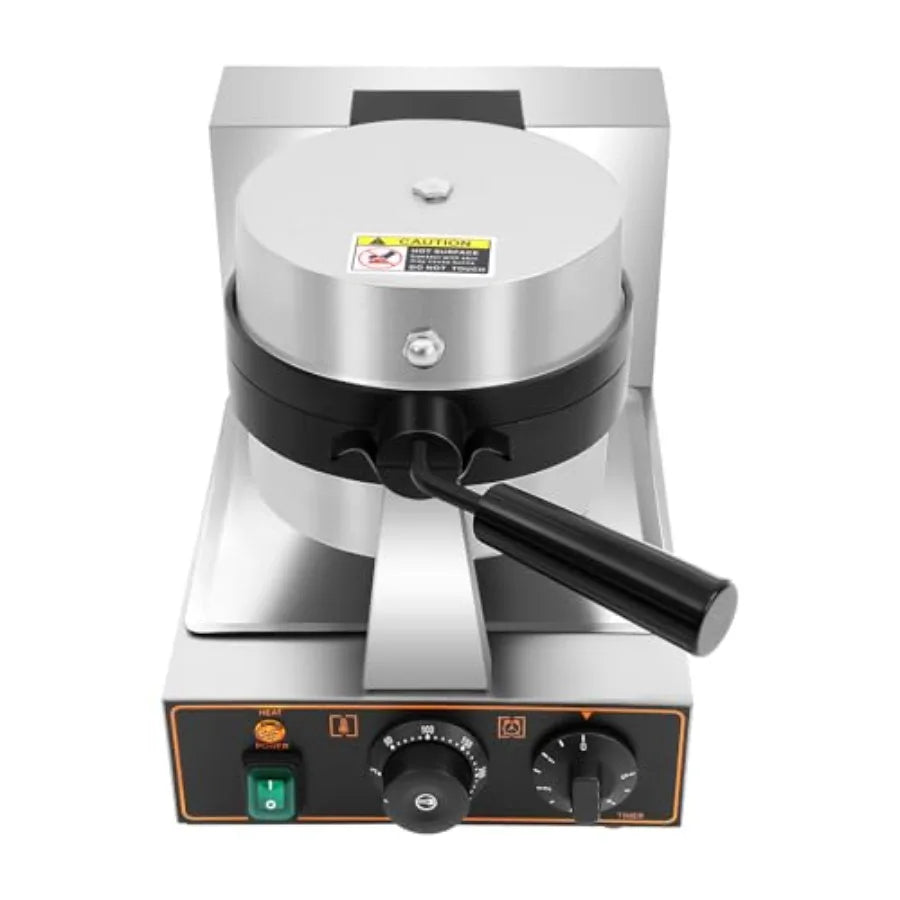 Electric Burger Waffle Baking Machine 110V 1.2kW Non-Stick Rotatable Hamburger Press with Anti-Slip Feet for Schools Canteens i