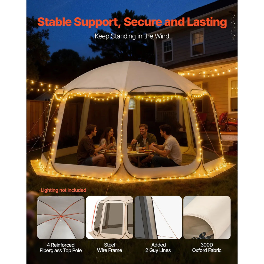 Pop-Up Screen Tent 15 x 13.8 ft for 12-15 People with Carry Bag