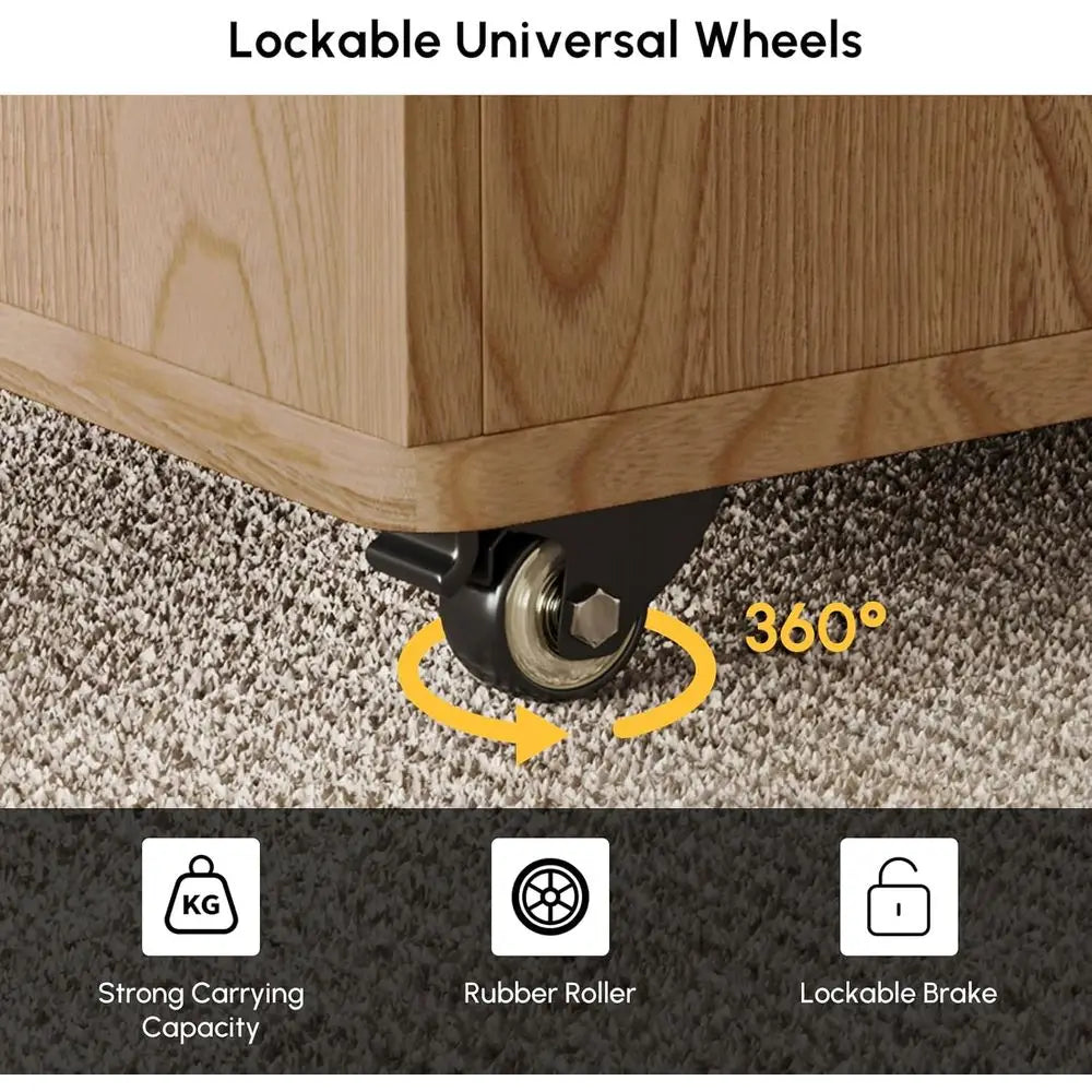 Natural Wood Coffee Table with Hidden Storage, 3-in-1 Multifunctional Center Table with 4 Stools and Wheels