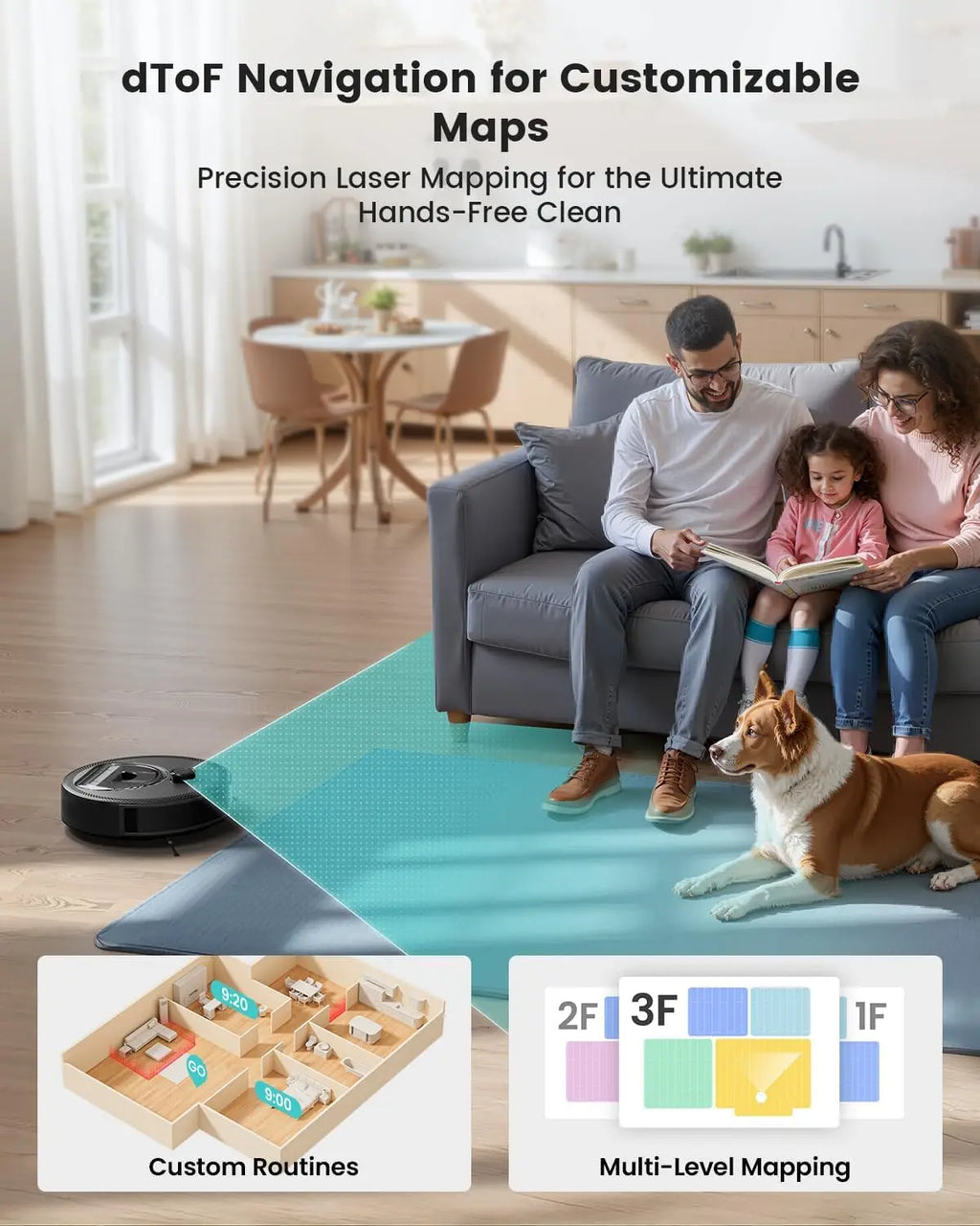 Smart LiDAR Robot Vacuum & Mop, 450ml Dustbin, 190° Obstacle Avoidance, Multi-Floor Mapping, WiFi/Alexa Control