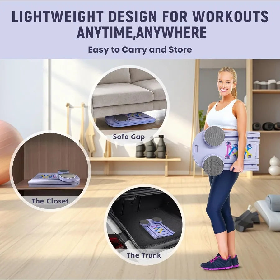 Pilates Board Reformer Set 15in1 Foldable Ab Core Trainer for Home Workout Portable Multifunctional Pilates Machine for Women a