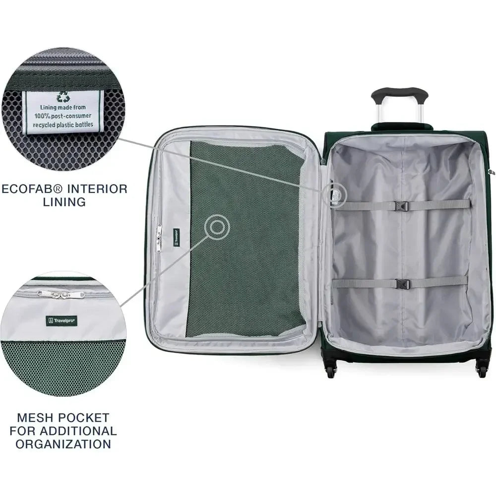 2-Piece Expandable Luggage Set with 4 Spinner Wheels, Lightweight Suitcase, Unisex, Forest Green