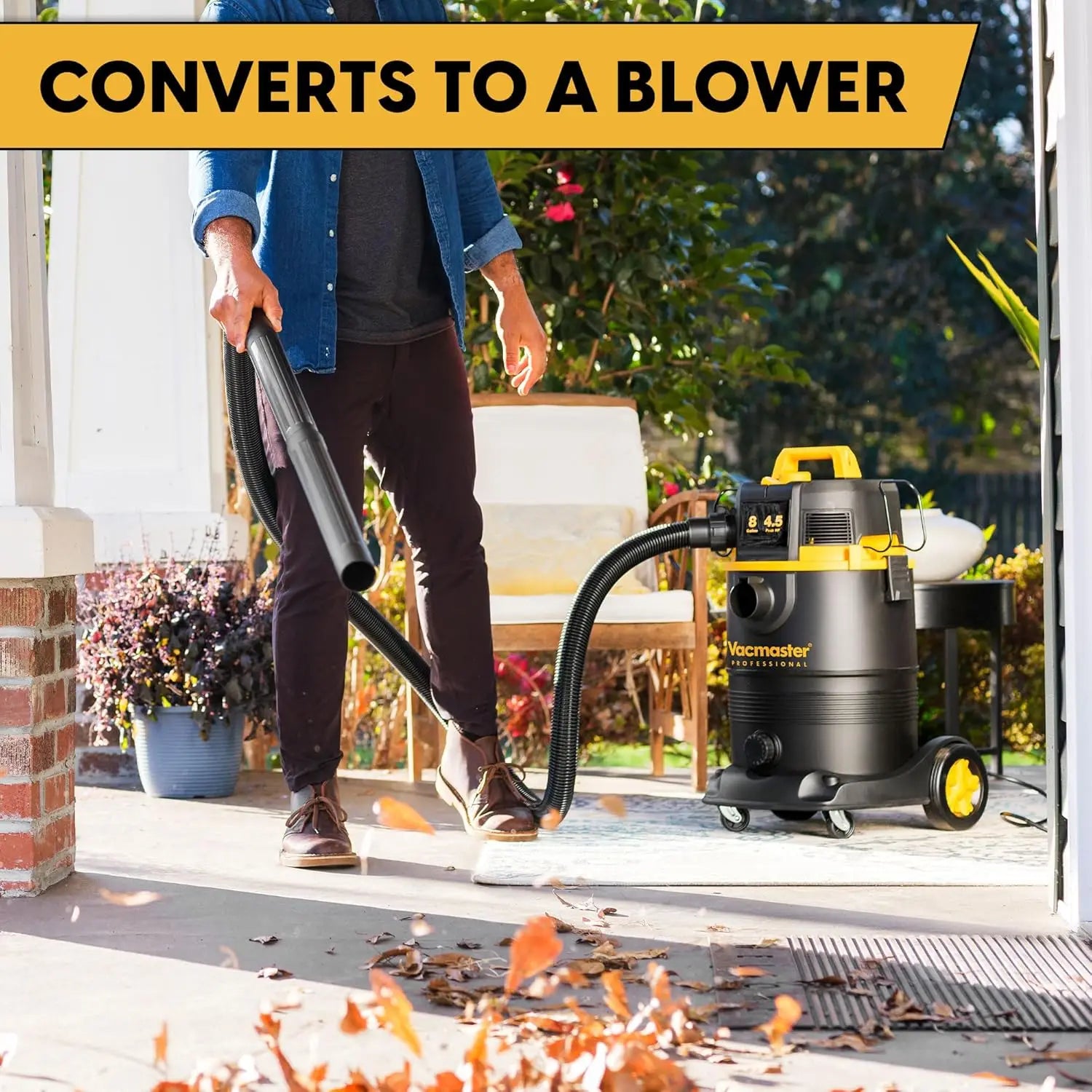 8 Gallon Wet/Dry Vacuum with Self-Cleaning Filter, 4.5 HP Motor for Powerful Suction and Easy Cleaning