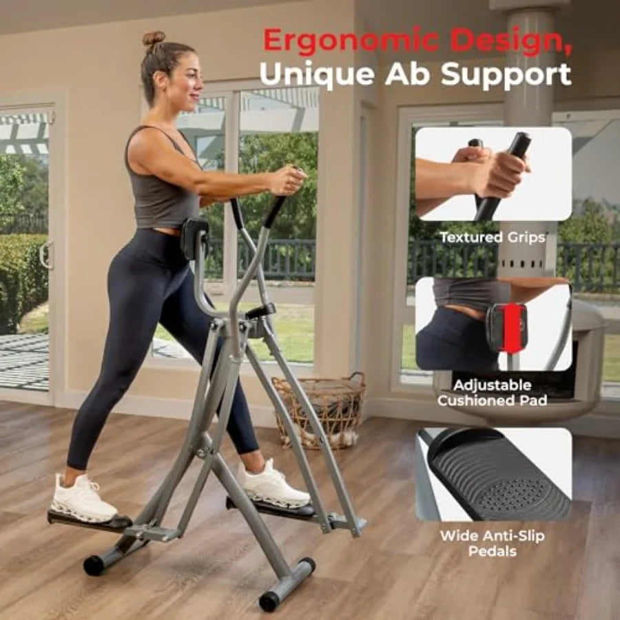 Foldable Air Walk Elliptical 30 Long Stride Full-Body Cardio Cross Trainer Glide Exercise for Home Office with SunnyFit App via