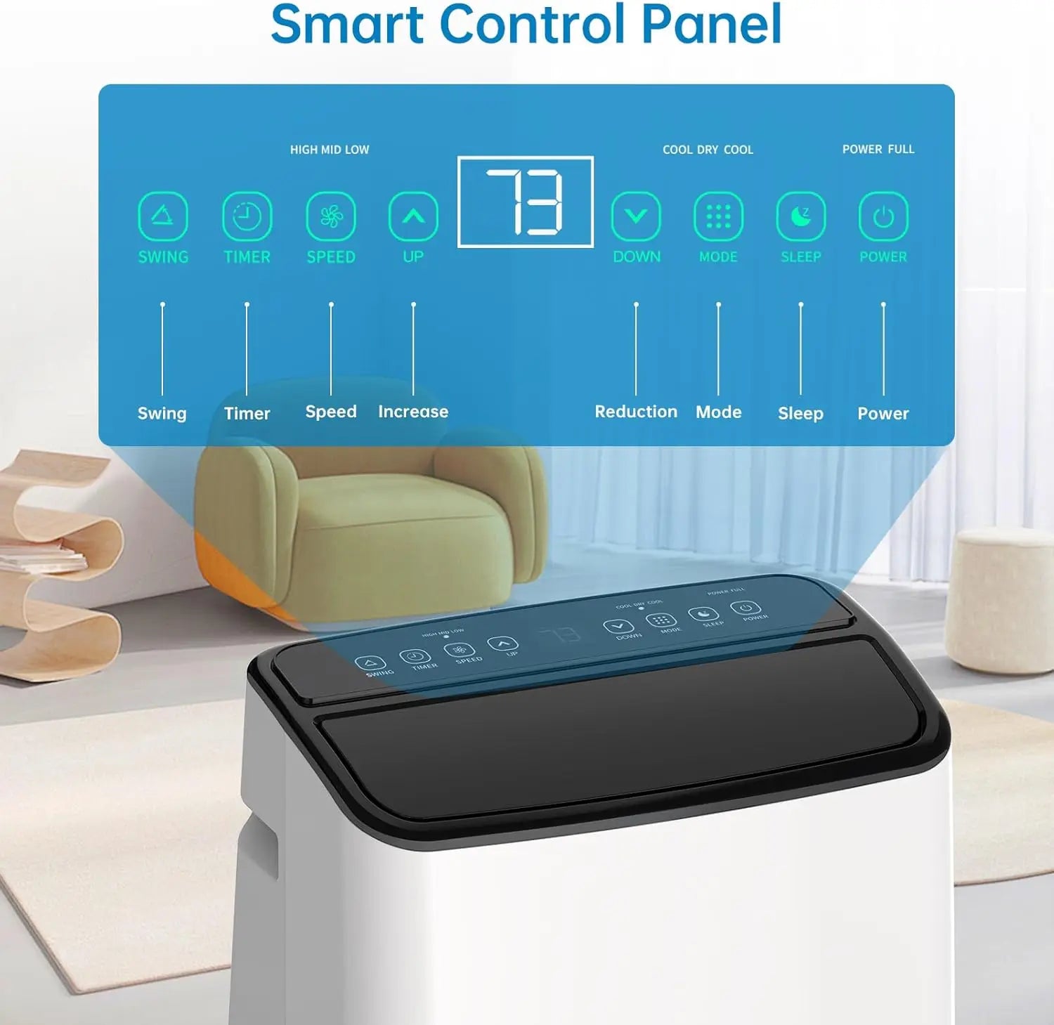 14000 BTU Portable Air Conditioner for 750 Sq Ft 3-In-1 AC Unit with Cooling/Dehumidifier/Fan Modes, Remote Control, 24H Timer &
