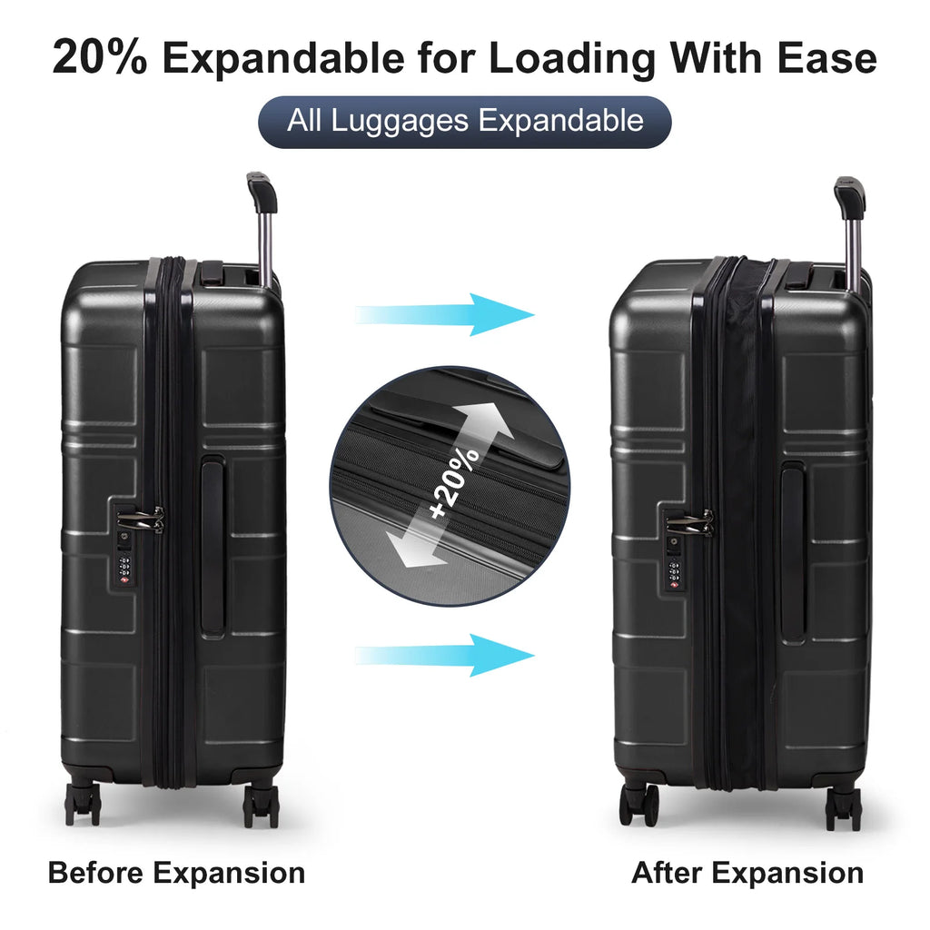 Luggage Expandable Suitcase PC+ABS 3 Piece Set with TSA Lock Spinner  suitcase Large capacity suitcase Chaoliu suitcase