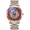 Men's Watch Automatic Hollow Mechanical Roulette Wheel Design 30M Waterproof Casual Fashion Wristwatches for Men