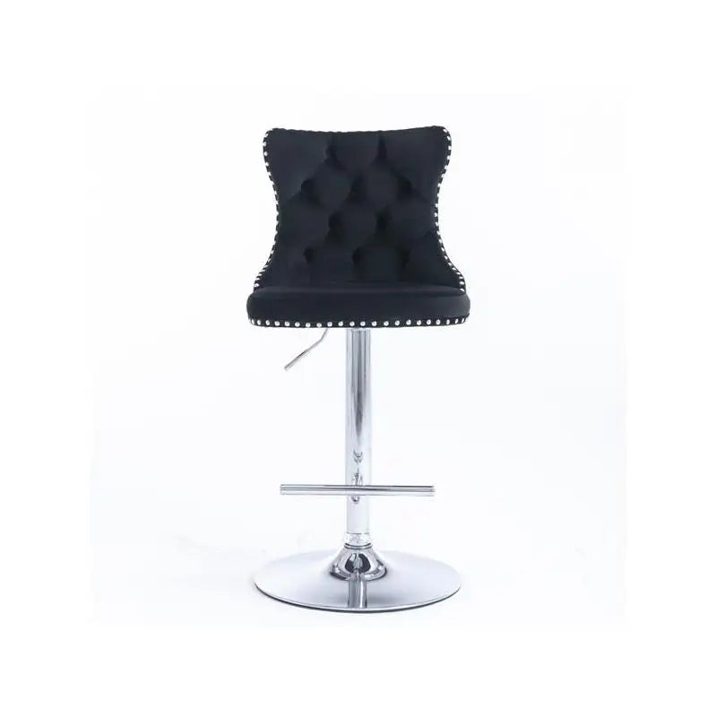 Adjustable Height Velvet Bar Stools with Backs, Modern Upholstered Chrome Base, Comfortable Tufted Design for Home Pub and