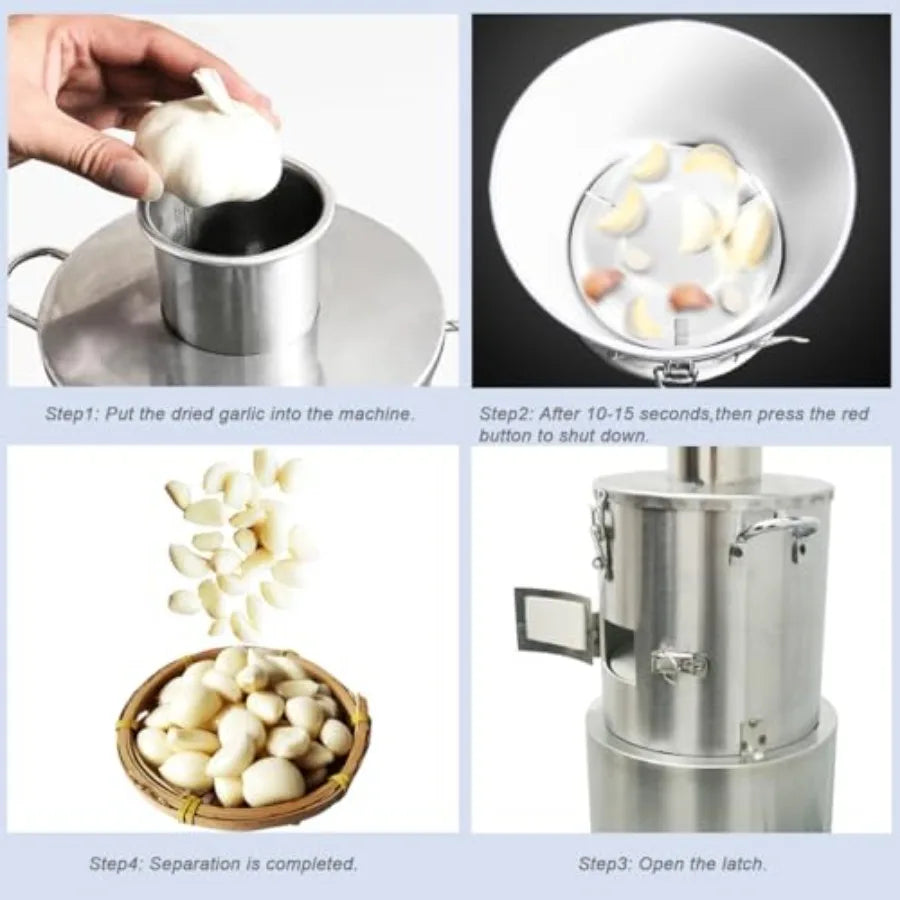 110V Portable Whole Dry Garlic Peeling Machine 200W Thickened Stainless Steel Electric Garlic Peeler Automatic Powerful Garlic