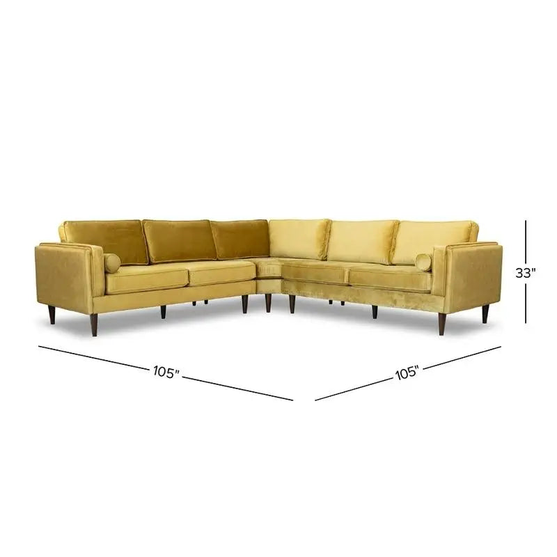 Amber Yellow Velvet Corner Sectional SofaNew Title: "Velvet Corner Sectional Sofa in Amber Yellow - Comfortable and Stylish