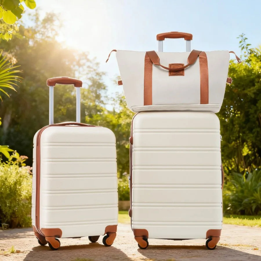 Hardshell luggage sets for travel: polycarbonate, black, ultra-lightweight with TSA lock and smooth spinner wheels