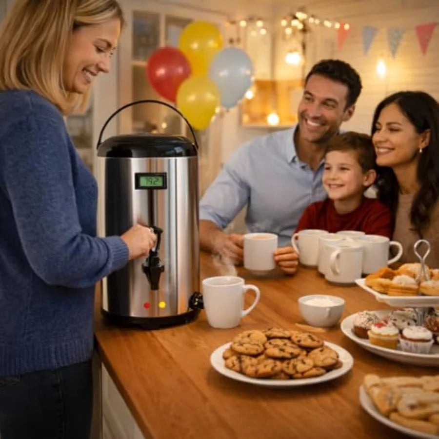 Electric Hot Drink Dispenser with Temperature Display 304 Stainless Steel Heating Plate 12L 3.2 Gallon Heated Beverage Dispense