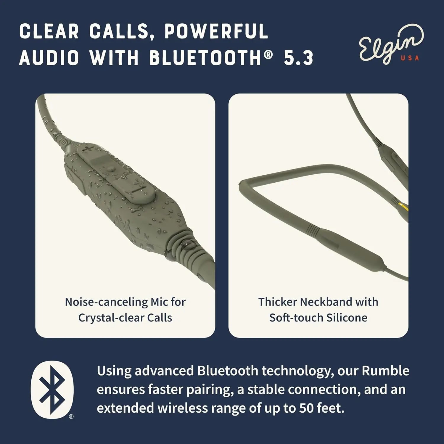 Bluetooth Earbuds with 31 dB Noise Reduction, IP67 Waterproof, 20-Hour Battery, Noise Canceling Mic for Work