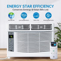 6000 BTU Window Air Conditioner, Smart WiFi AC Unit with Remote Control & Digital Display, Quiet Cooling for Small Rooms up to 250 Sq. Ft., Dehumidifier & Fan Modes, Easy Installation, White