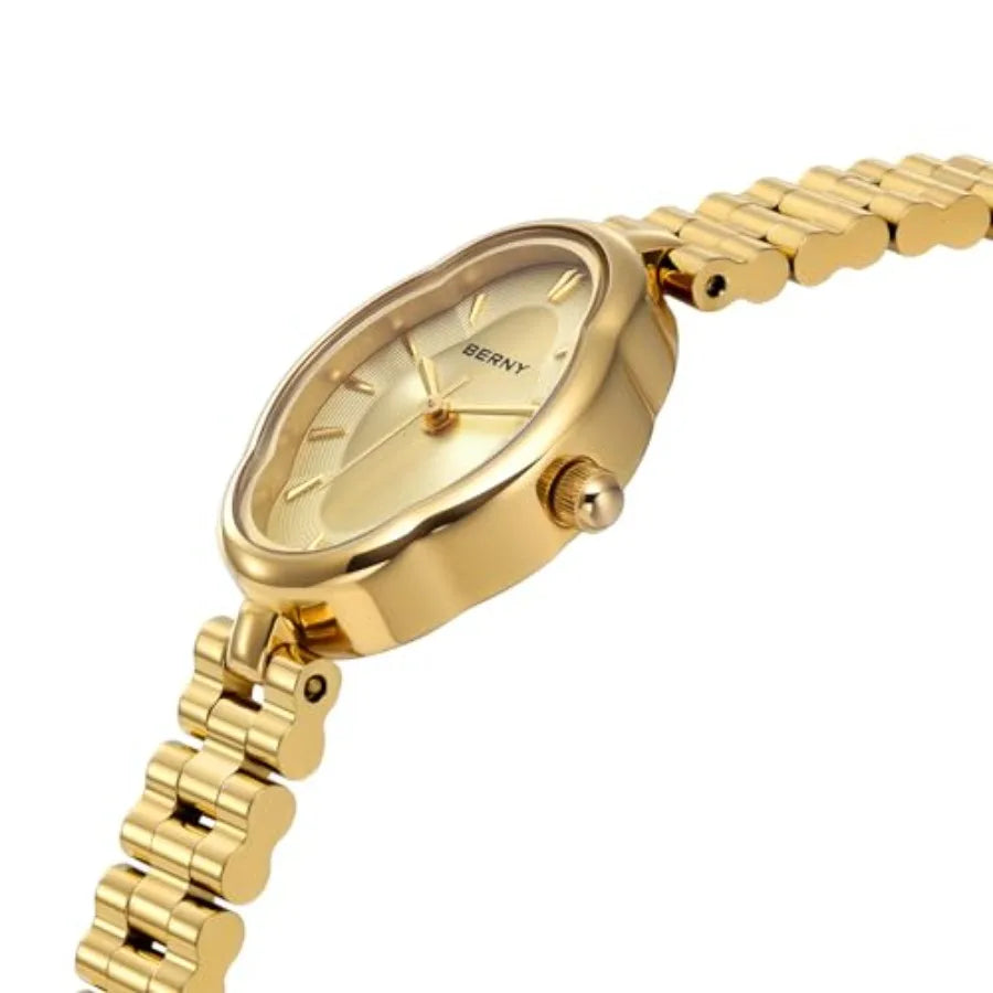 Watches for Women Dainty Ladies Quartz Watch Vintage Copper Mirrors Shape Japanese Quartz Movement 3ATM Waterproof Fashion Fema