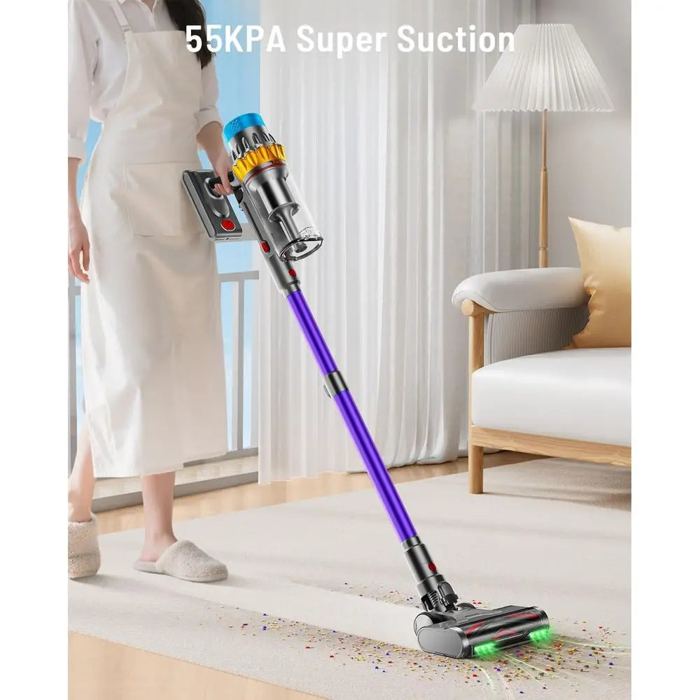 Powerful 70-Minute 650W Cordless Stick Vacuum Cleaner, 55kPa Suction for Home, Pet Hair, Carpets, and Hardwood Floors