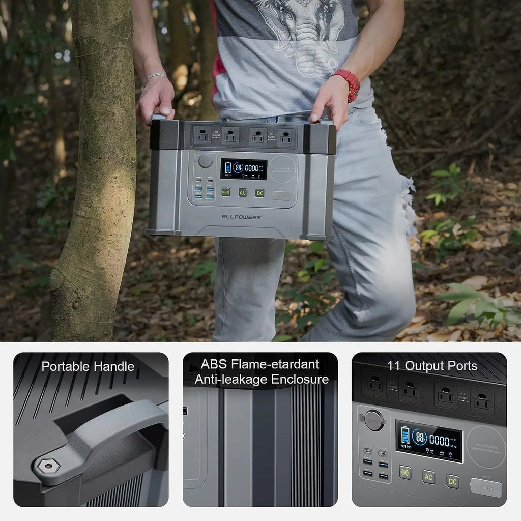 ALLPOWERS S2000 Pro 1451Wh 2400W Portable Solar Power Station & Foldable Solar Panel SP039 600W solar Charger for Camping Home