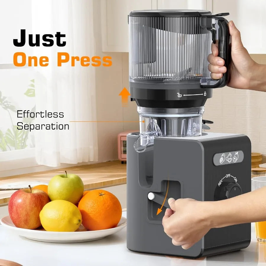 Cold Press Juicer Machines with 6.5 Large Feed Chute for Whole Vegetables Fruits High Juice Yield Black