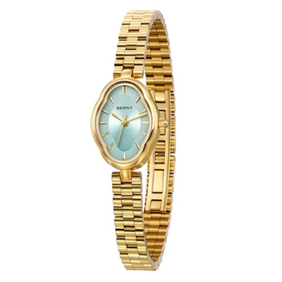 Watches for Women Dainty Ladies Quartz Watch Vintage Copper Mirrors Shape Japanese Quartz Movement 3ATM Waterproof Fashion Fema