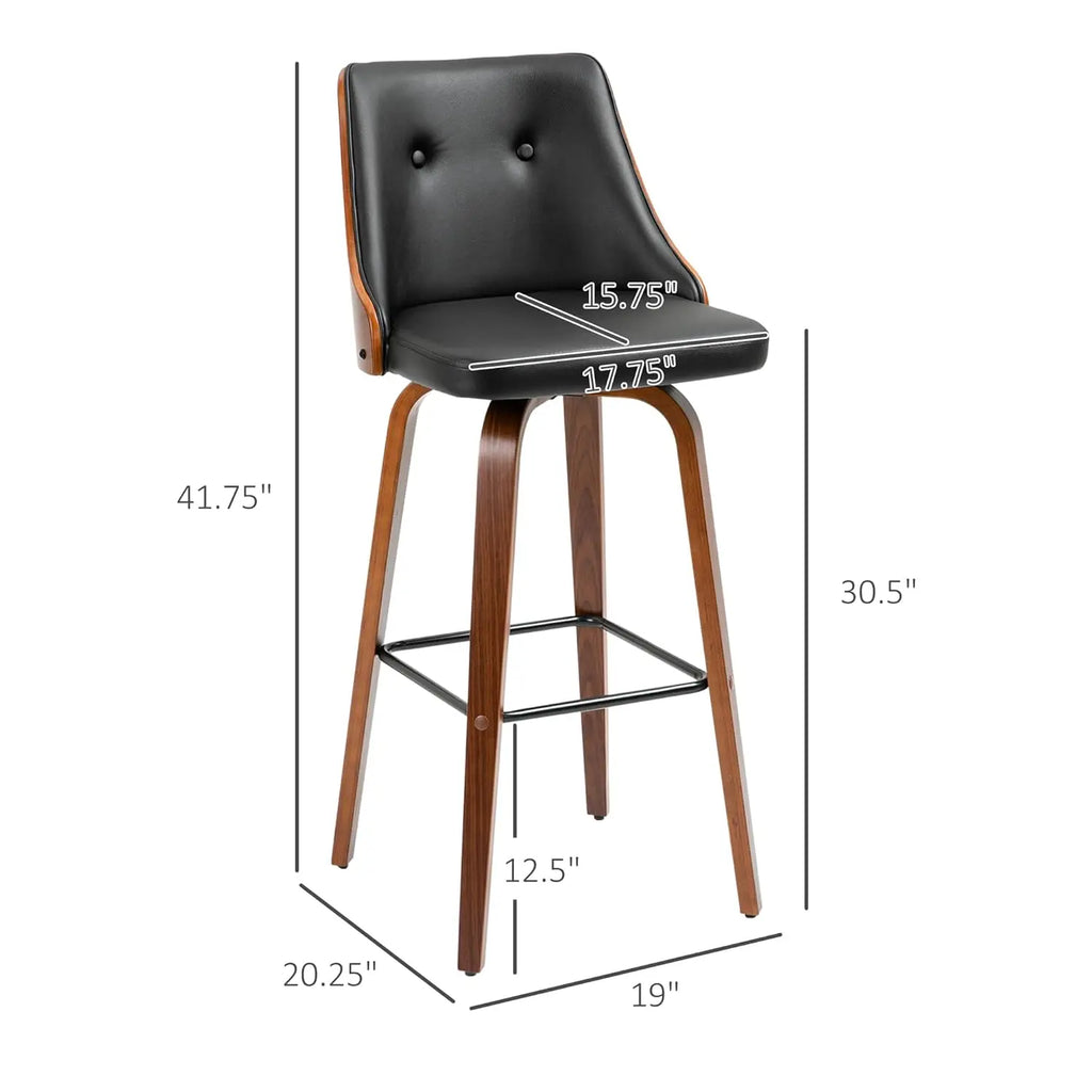 Bar Height Bar Stools, PU Leather Swivel Barstools with Footrest and Tufted Back, Set of 2, Customized
