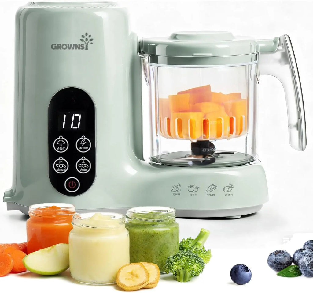 Baby Food Maker Steamer and Blender Combo, Auto Cooking & Sterilizing, 2 Mixing Modes, BPA-Free Tritan, Green