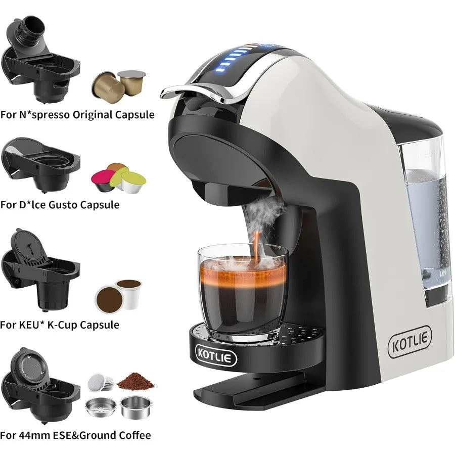 Single Cup Coffee Maker, Multi Capsule Machine Compatible With Various Capsule Types, 4 Temperature Settings, 7 Water Volume Lev