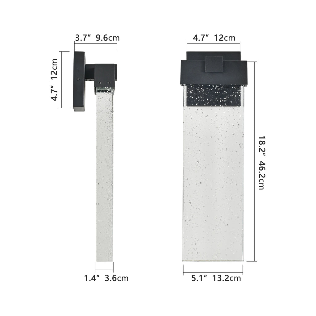 ARLGSITE Modern Outdoor Wall Light Fixture, Weatherproof LED Wall Sconce with Bubble Crystal, Black Finish, Up and Down Lighting