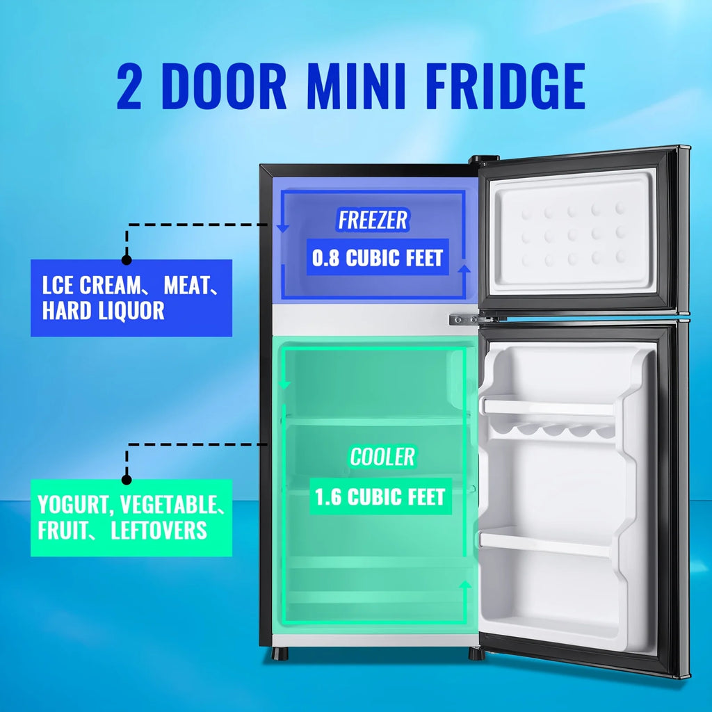 WANAI Compact Refrigerator 3.2 CU.FT Mini Freezer Fridge with Single Door, Adjustable Temperature & ABS Panel Suitable for Dorm, Office, Apartment, Small Space Cooling, Thermostat System, Plug-in ( Plug)