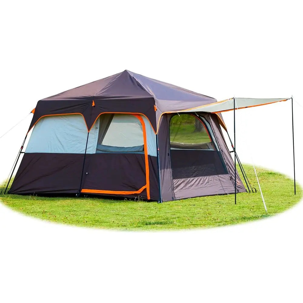 6-14 Person Family Cabin Tent with 2 Rooms, 3 Doors & 3 Mesh Windows, Waterproof Double Layer, Ideal for Camping and Outdoor Gat