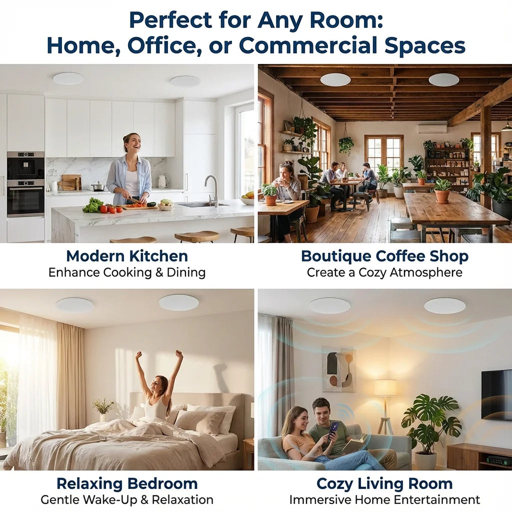 Herdio 6.5" 4 PCS 600 Watts Ceiling Bluetooth Speakers Perfect for Home Theater,Kitchen,Bedroom,Bathroom,Covered Patio