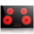 Karinear 4 Burner Electric Ceramic Cooktop 30 Inch, 220-240V, 30 Inch Built-in Install, 7100W, Slide Control, Oval Zone(No Plug)