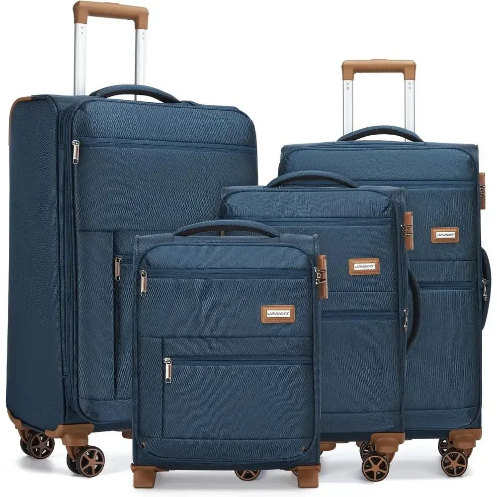 4-Piece Spinner Luggage Set with 360° Wheels - Carry-On Sizes: 28/24/20/18 inches, Navy Blue