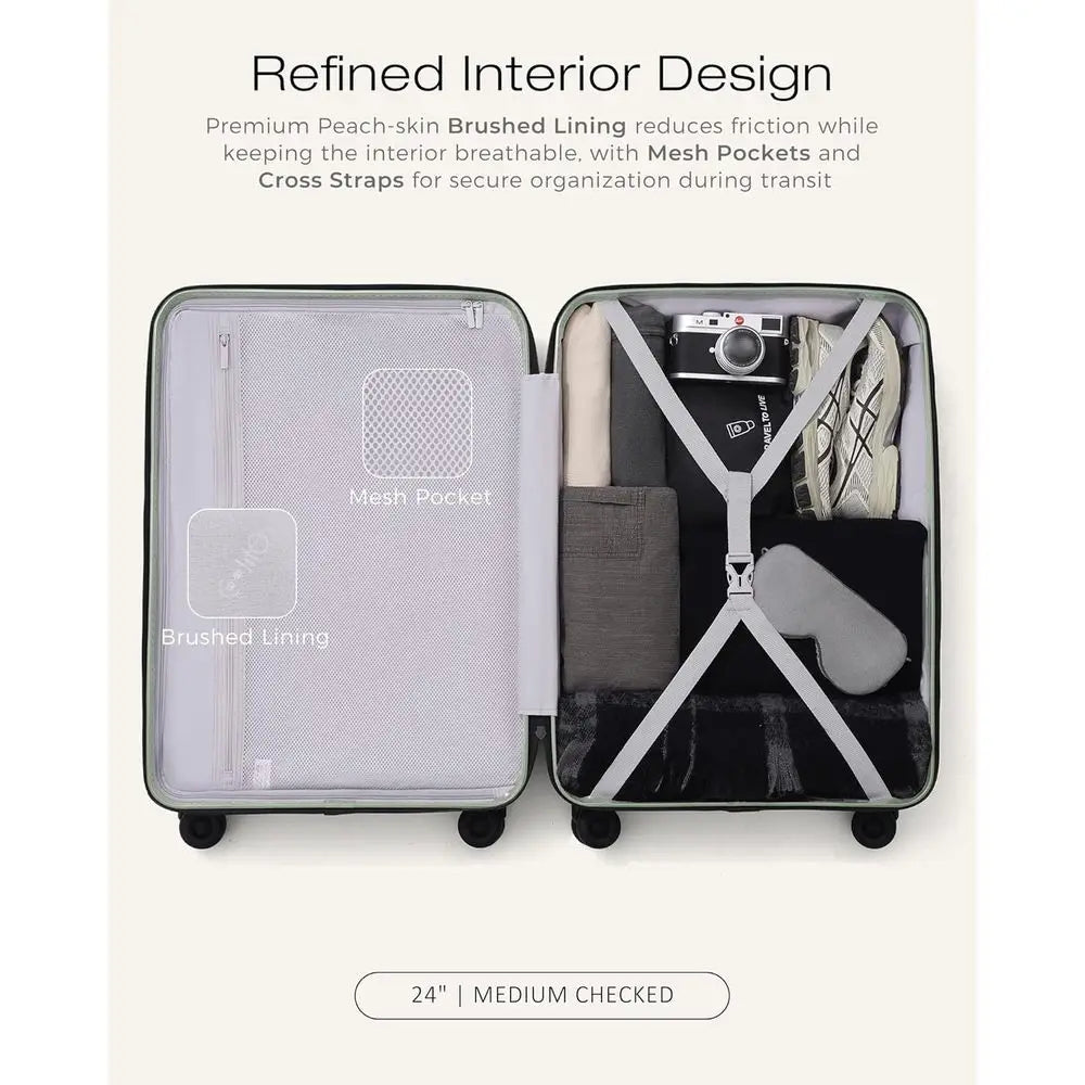 3-Piece Expandable Hardside Luggage Set with Spinner Wheels & TSA Lock, 20/24/28 (Light Green)